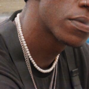 Men's Pearl Necklace Celebrity Men's Designer Natural Pearls for Man